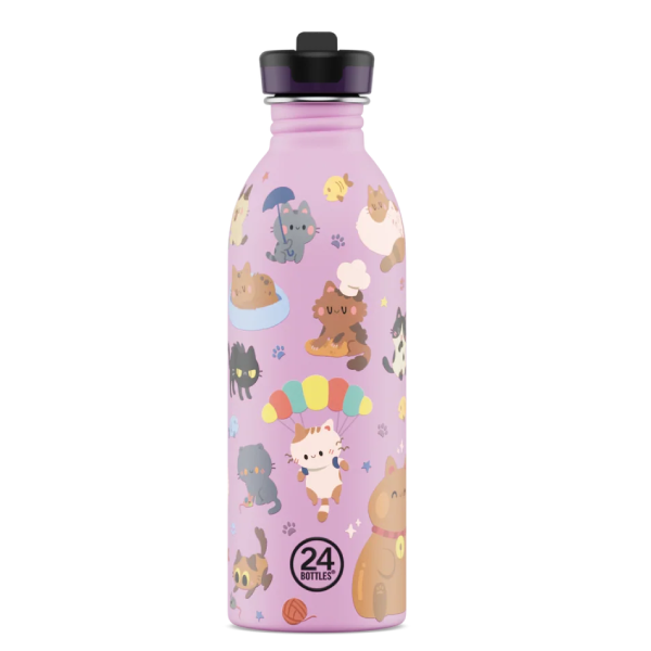 butilka-nerajdaema-stomana-500-ml-meow-friends-24bottles-1 Бутилка за вода - детска 0,5L URBAN BOTTLE Meow Friends